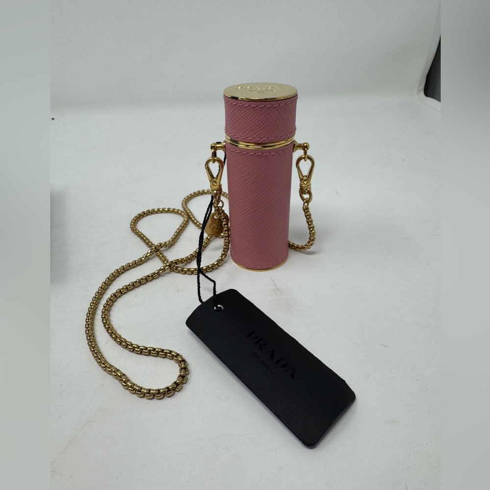 NWT Pink Prada Saffiano Lipstick Case on Chain